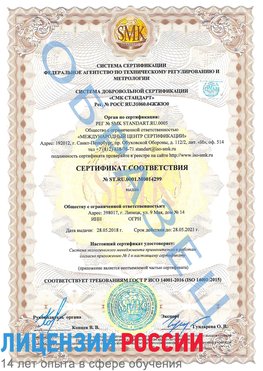 Образец сертификата соответствия Верхний Уфалей Сертификат ISO 14001